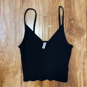 Black Ribbed Crop Camisole